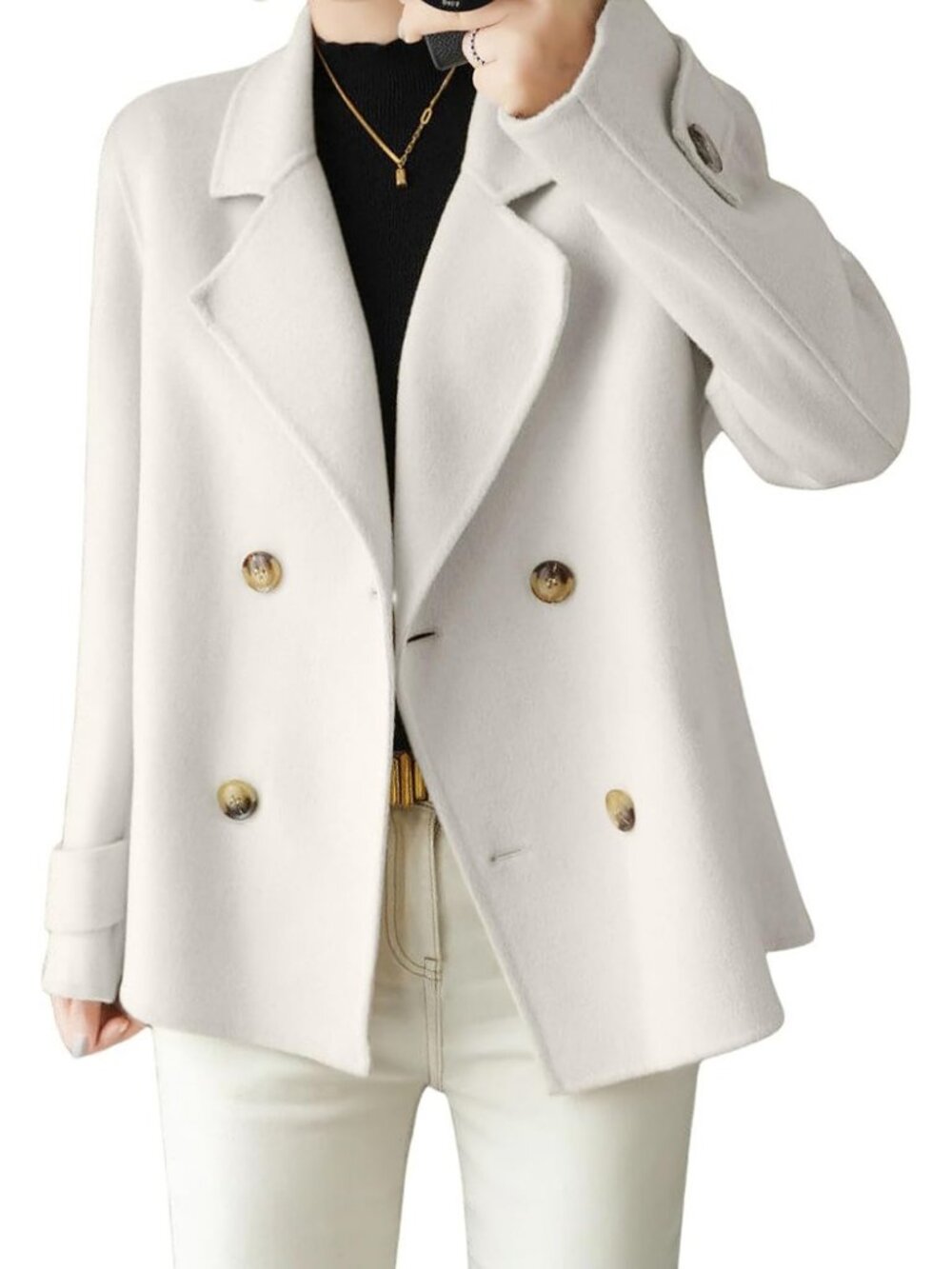Chic Women's Winter Wool Peacoat | Dressy Casual Blazer Coat for Stylish Outfits